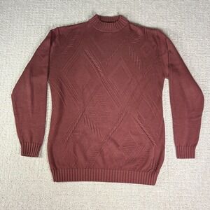 Axist Mens Silk Sweater LT Burgundy Red Textured Mixed Knit Geometric Heavy